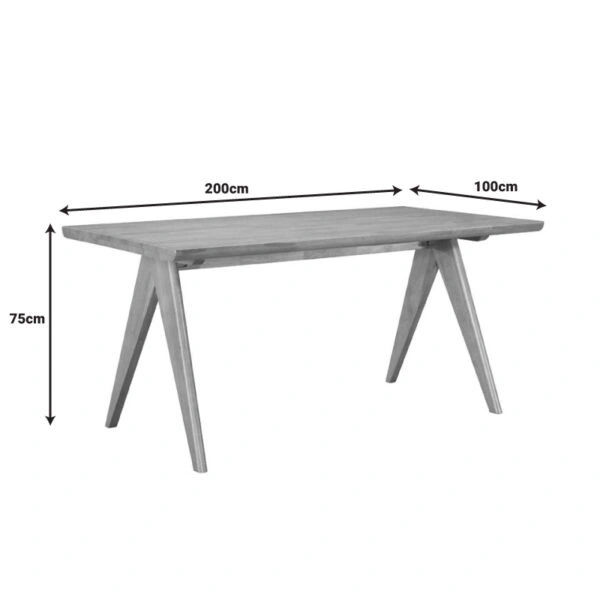 Τραπέζι Winslow ξύλο rubberwood σε ανοιχτό καρυδί χρώμα 200x100x75εκ