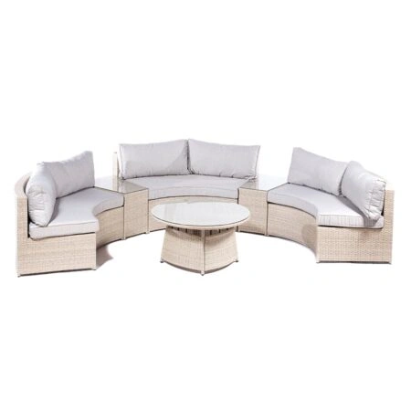 Artekko Tbilisi Σαλόνι Κήπου Rattan σε Μπεζ Απόχρωση Σετ 6 Τεμάχια