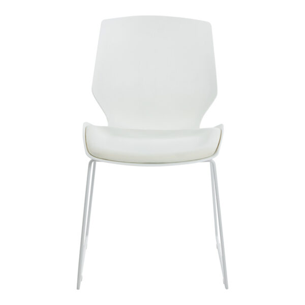 Καρέκλα γραφείου επισκέπτη Genuine  PP σε λευκή απόχρωση με εκρού μαξιλάρι 47x52x85εκ