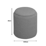 Σκαμπό-μπαούλο Batur  μπουκλέ ύφασμα σε χακί απόχρωση Φ34x38εκ