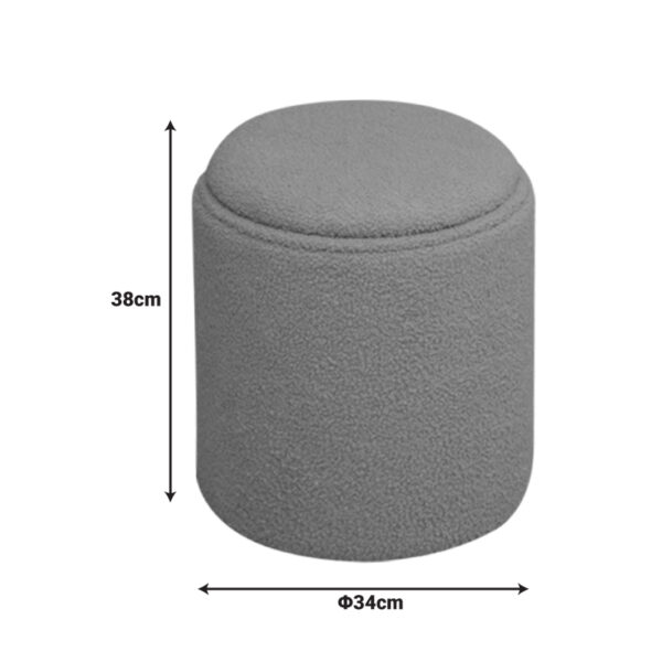 Σκαμπό-μπαούλο Batur  μπουκλέ ύφασμα σε χακί απόχρωση Φ34x38εκ