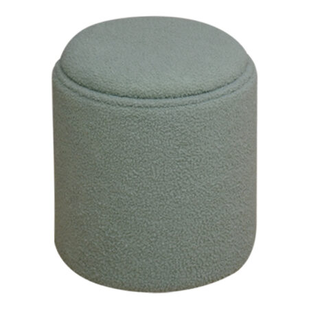 Σκαμπό-μπαούλο Batur  μπουκλέ ύφασμα σε χακί απόχρωση Φ34x38εκ