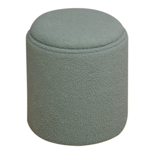 Σκαμπό-μπαούλο Batur  μπουκλέ ύφασμα σε χακί απόχρωση Φ34x38εκ