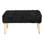 Σκαμπό Wenzo  βελούδο σε μαύρη απόχρωση 82x43x46εκ