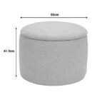 Σκαμπό-μπαούλο Roundy  μπουκλέ ύφασμα σε μπεζ απόχρωση Φ55x41.5εκ