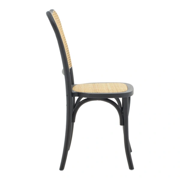 Καρέκλα στοιβαζόμενη Zozele φυσικό rattan pe-μαύρο toon wood 45x51x88εκ