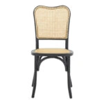 Καρέκλα στοιβαζόμενη Zozele φυσικό rattan pe-μαύρο toon wood 45x51x88εκ