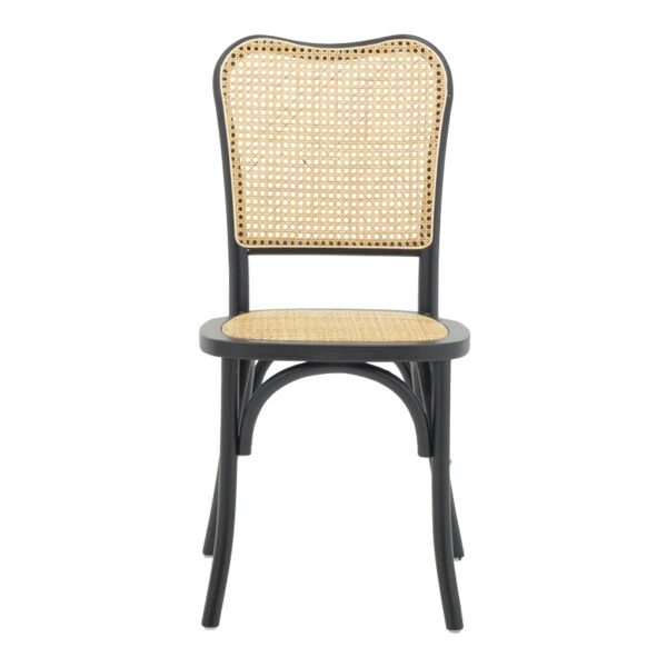 Καρέκλα στοιβαζόμενη Zozele φυσικό rattan pe-μαύρο toon wood 45x51x88εκ