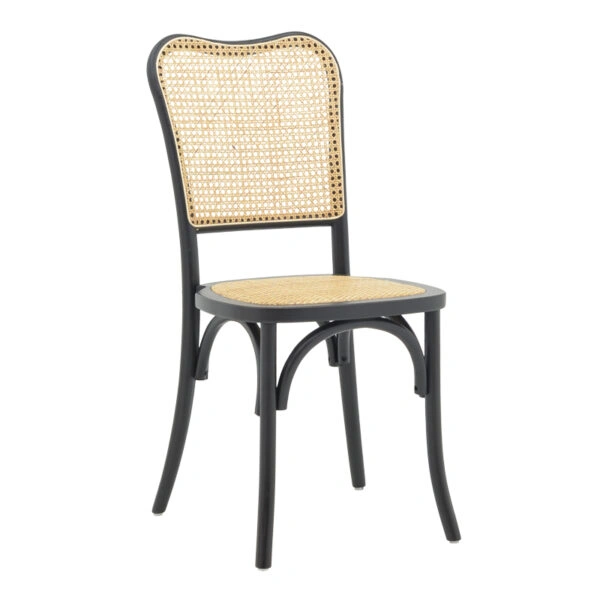 Καρέκλα στοιβαζόμενη Zozele φυσικό rattan pe-μαύρο toon wood 45x51x88εκ