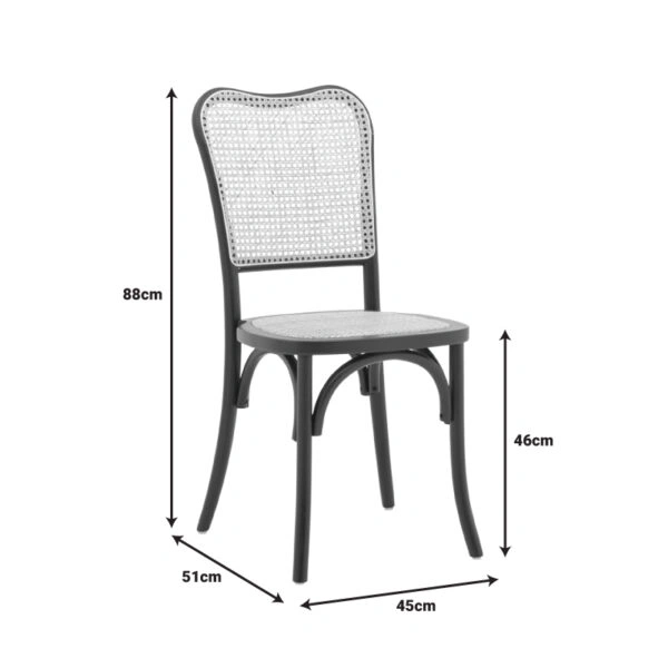 Καρέκλα στοιβαζόμενη Zozele φυσικό rattan pe-μαύρο toon wood 45x51x88εκ