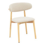 Καρέκλα Ubene  rubberwood και ύφασμα σε φυσική και μπεζ απόχρωση 46x58x79εκ