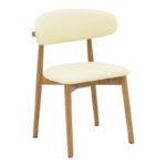Καρέκλα Ubene  rubberwood και pu σε καρυδί και μπεζ απόχρωση 46x58x79εκ