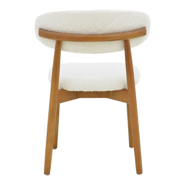 Καρέκλα Ubene rubberwood σε καρυδί-μπουκλέ ύφασμα σε λευκή απόχρωση 51x56x79εκ