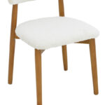 Καρέκλα Ubene rubberwood σε καρυδί-μπουκλέ ύφασμα σε λευκή απόχρωση 51x56x79εκ