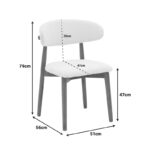 Καρέκλα Ubene rubberwood σε καρυδί-μπουκλέ ύφασμα σε λευκή απόχρωση 51x56x79εκ