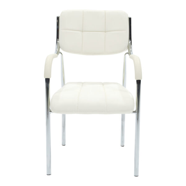 Καρέκλα επισκέπτη στοιβαζόμενη Otlen λευκό pu-πόδι χρωμίου 47x45x87εκ