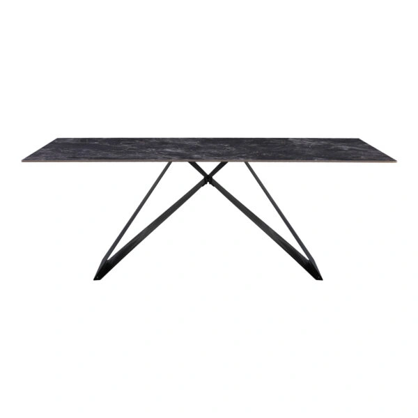 Τραπέζι Meja  Sintered stone μαύρο με μεταλλικά πόδια σε μαύρη απόχρωση 200x100x76εκ