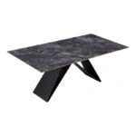 Τραπέζι Meja  Sintered stone μαύρο με μεταλλικά πόδια σε μαύρη απόχρωση 200x100x76εκ