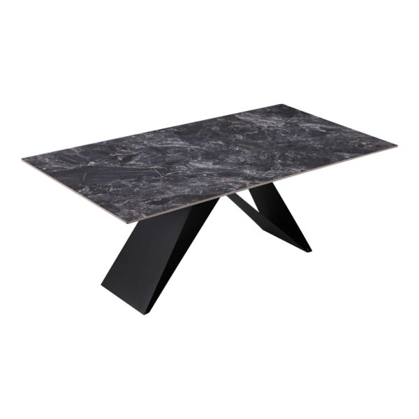 Τραπέζι Meja  Sintered stone μαύρο με μεταλλικά πόδια σε μαύρη απόχρωση 200x100x76εκ