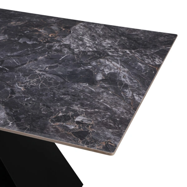 Τραπέζι Meja  Sintered stone μαύρο με μεταλλικά πόδια σε μαύρη απόχρωση 200x100x76εκ