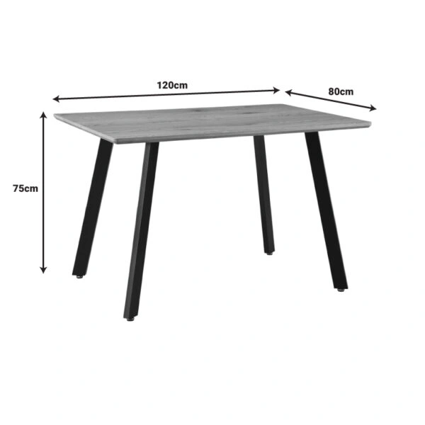 Τραπέζι Toafel MDF σε φυσική απόχρωση με μαύρα μεταλλικά πόδια 120x80x75εκ