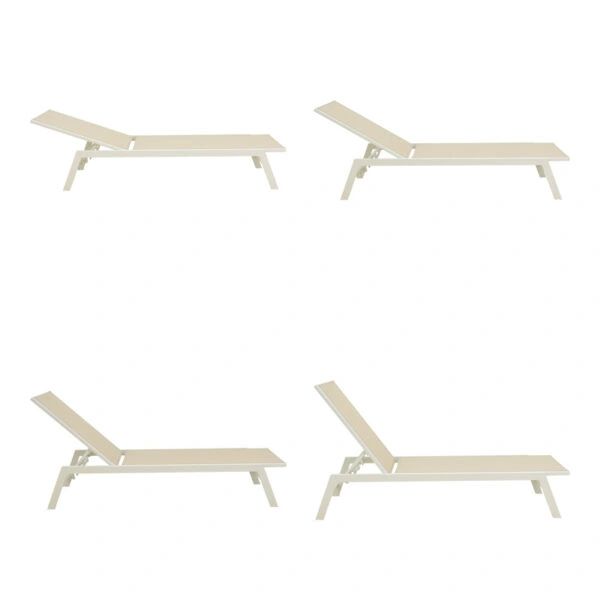 Ξαπλώστρα Boka λευκό αλουμίνιο και textilene σε μπεζ απόχρωση 60x192x31εκ