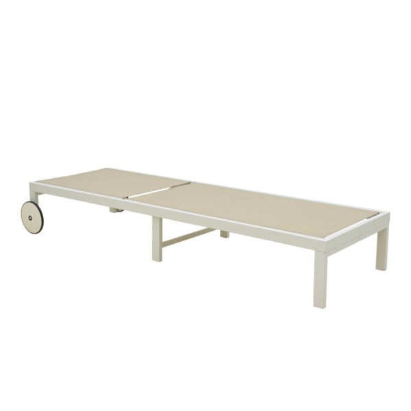 Ξαπλώστρα Mailo λευκό αλουμίνιο και textilene σε μπεζ απόχρωση 71x206x30εκ