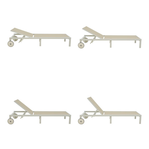 Ξαπλώστρα Mailo λευκό αλουμίνιο και textilene σε μπεζ απόχρωση 71x206x30εκ