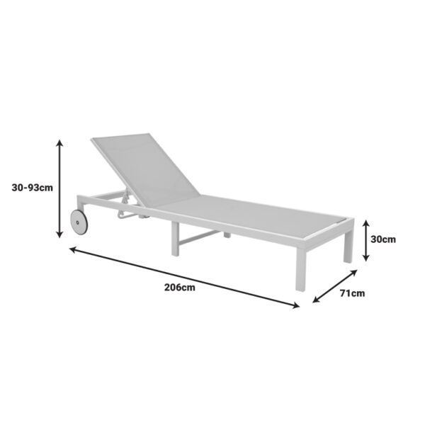 Ξαπλώστρα Mailo λευκό αλουμίνιο και textilene σε μπεζ απόχρωση 71x206x30εκ