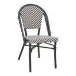 Καρέκλα Uamrin  στοιβαζόμενη μαύρο αλουμίνιο-ασπρόμαυρο pe rattan 46x57x85εκ