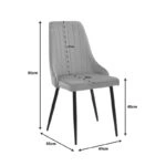 Καρέκλα Azori  γκρι-μπεζ βελούδο-πόδι μαύρο μέταλλο 49x55x85εκ