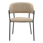Καρέκλα Morel  μπεζ ύφασμα-πόδι μαύρο μέταλλο 55x55x76εκ
