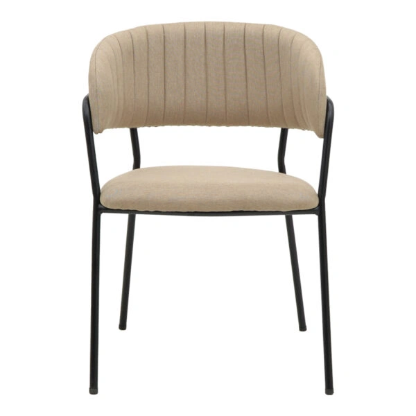 Καρέκλα Morel  μπεζ ύφασμα-πόδι μαύρο μέταλλο 55x55x76εκ