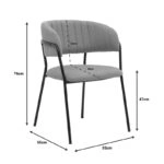 Καρέκλα Morel  μπεζ ύφασμα-πόδι μαύρο μέταλλο 55x55x76εκ