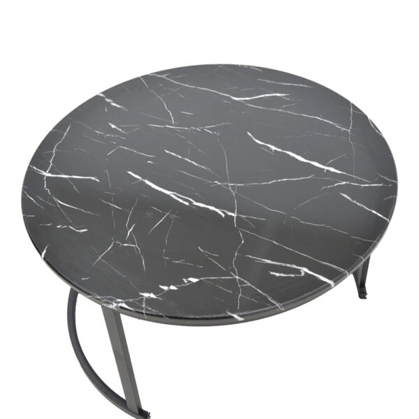Τραπέζι σαλονιού Revelon  σετ 2τεμ mdf σε απόχρωση μαύρο όψης μαρμάρου 80x80x45εκ