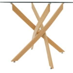 Τραπέζι Antoro  γυαλί και μεταλλικά πόδια σε φυσική απόχρωση Φ80x75εκ