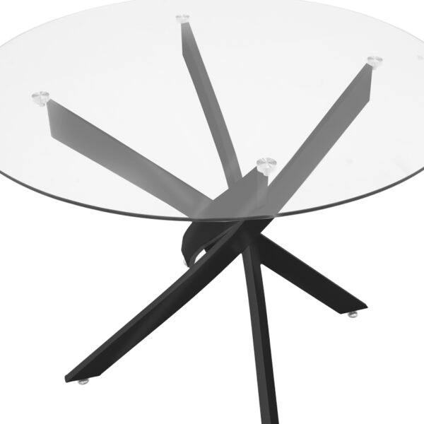 Τραπέζι Antoro  γυαλί και μεταλλικά πόδια σε μαύρη απόχρωση Φ100x75εκ