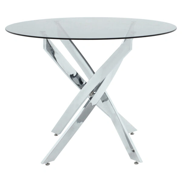Τραπέζι Antoro γυαλί και μεταλλικά πόδια σε απόχρωση χρωμίου Φ100x75εκ