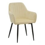 Πολυθρόνα Noor  μπεζ βελούδο με πόδι μετάλλου σε μαύρη απόχρωση 58x58x86εκ