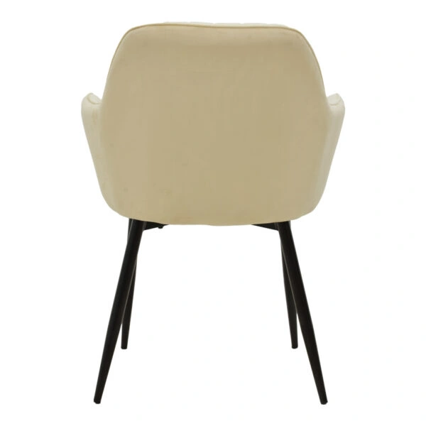 Πολυθρόνα Noor  μπεζ βελούδο με πόδι μετάλλου σε μαύρη απόχρωση 58x58x86εκ