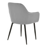 Πολυθρόνα Noor  γκρι βελούδο με πόδι μετάλλου σε μαύρη απόχρωση 58x58x86εκ
