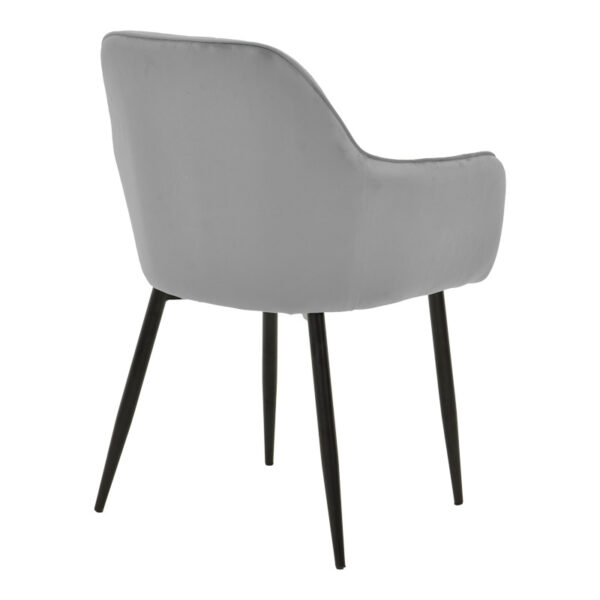 Πολυθρόνα Noor  γκρι βελούδο με πόδι μετάλλου σε μαύρη απόχρωση 58x58x86εκ