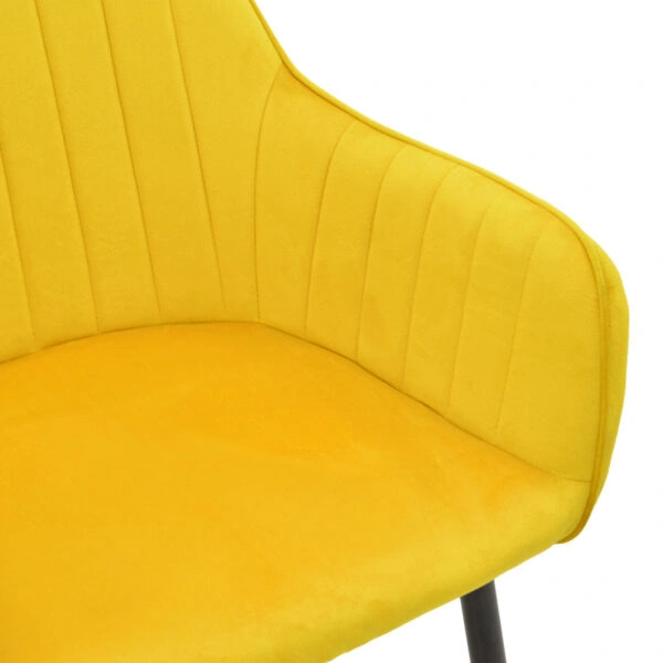 Πολυθρόνα Noor  κίτρινο βελούδο με πόδι μετάλλου σε μαύρη απόχρωση 58x58x86εκ