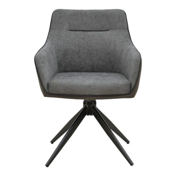 Πολυθρόνα Debra  περιστρεφόμενη γκρι ύφασμα-pu με πόδι μετάλλου σε μαύρη απόχρωση 60x64x83εκ