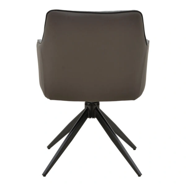 Πολυθρόνα Debra  περιστρεφόμενη γκρι ύφασμα-pu με πόδι μετάλλου σε μαύρη απόχρωση 60x64x83εκ