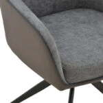 Πολυθρόνα Debra  περιστρεφόμενη γκρι ύφασμα-pu με πόδι μετάλλου σε μαύρη απόχρωση 60x64x83εκ