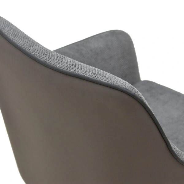 Πολυθρόνα Debra  περιστρεφόμενη γκρι ύφασμα-pu με πόδι μετάλλου σε μαύρη απόχρωση 60x64x83εκ