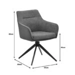 Πολυθρόνα Debra  περιστρεφόμενη γκρι ύφασμα-pu με πόδι μετάλλου σε μαύρη απόχρωση 60x64x83εκ