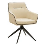 Πολυθρόνα Debra  περιστρεφόμενη μπεζ ύφασμα-pu με πόδι μετάλλου σε μαύρη απόχρωση 60x64x83εκ
