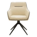 Πολυθρόνα Debra  περιστρεφόμενη μπεζ ύφασμα-pu με πόδι μετάλλου σε μαύρη απόχρωση 60x64x83εκ